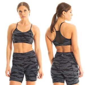 NWT Virus Intl International Reflex Sports Bra Black Jungle Camo Black M MEDIUM